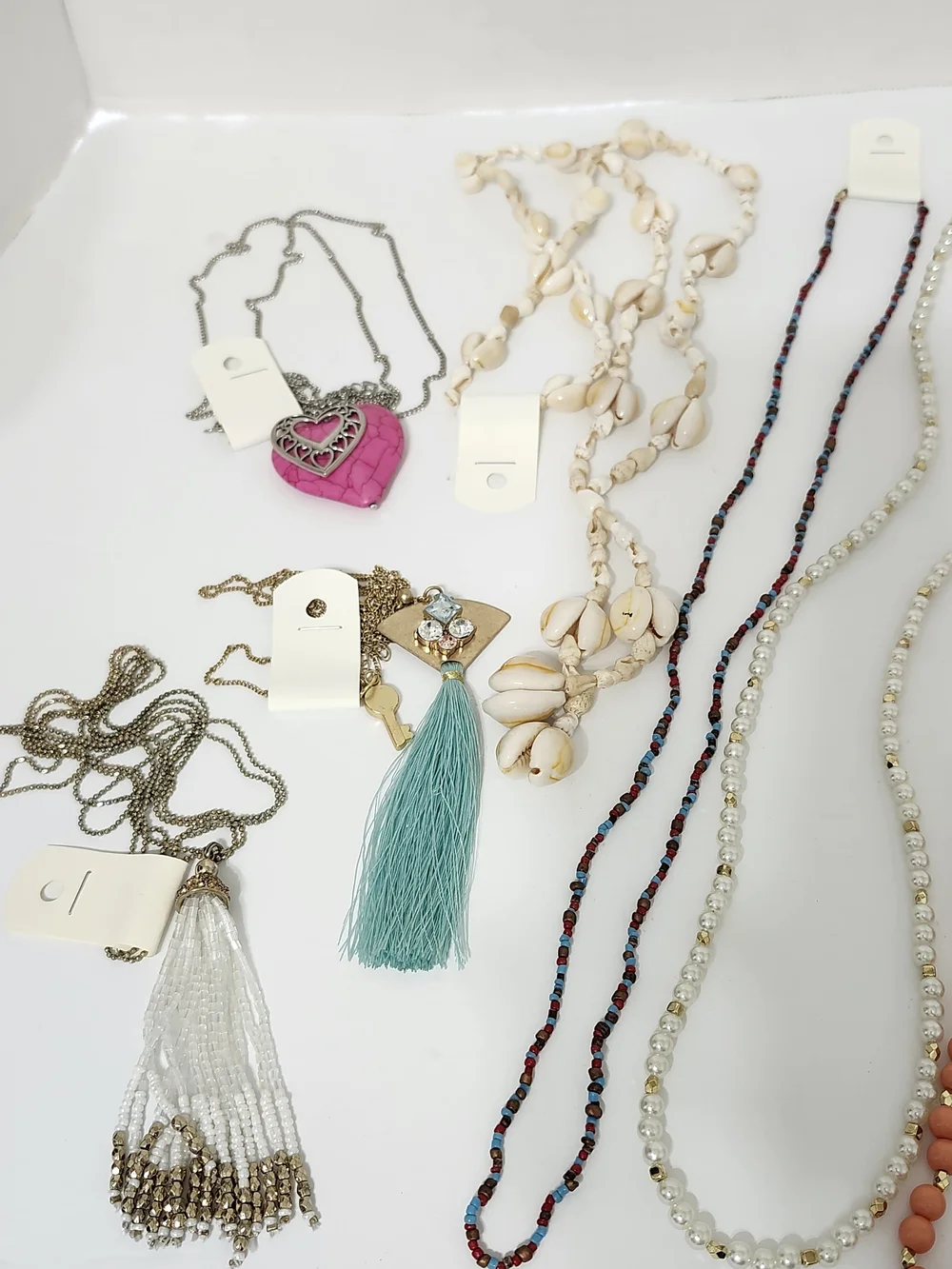 Assorted Mix Long Necklaces 12 Pieces Beaded Shell Chain Tassel Vintage To Now